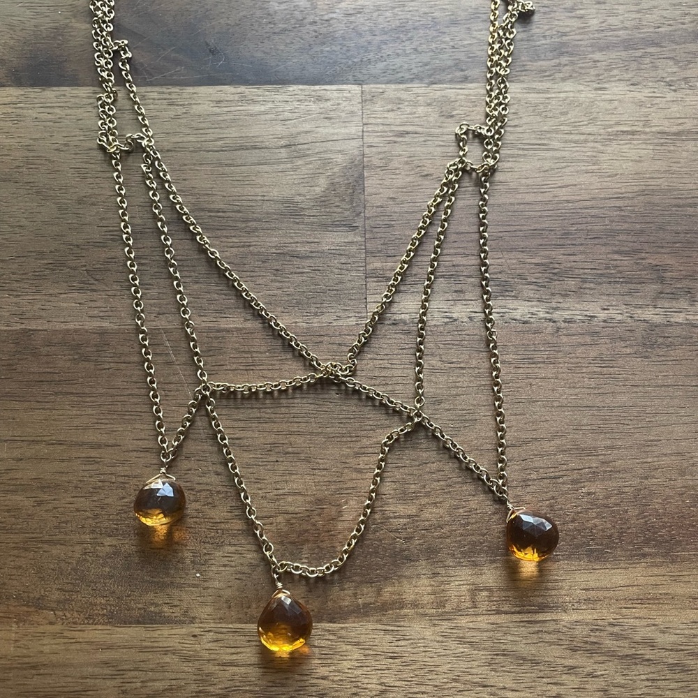 Elegant Gold Necklace with Citrine Briolettes - Picture 4 of 7